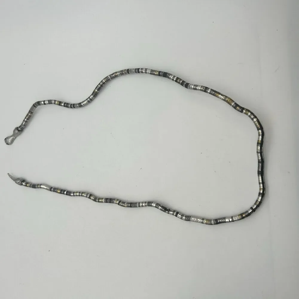 Vintage Silver Tone Snake Wrap Collar Necklace/Bracelet Black Eyes Adjustable